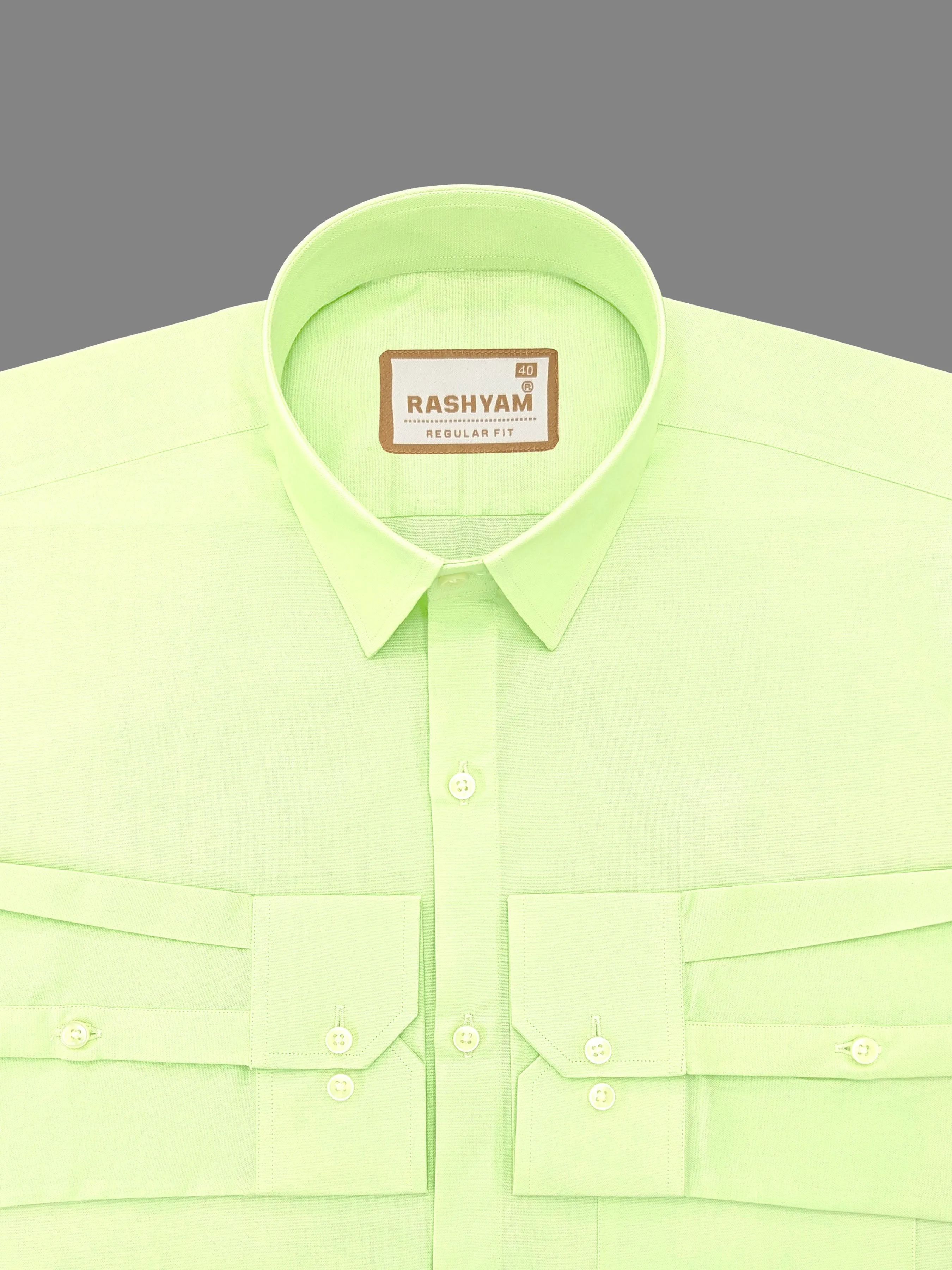 Rashyam Premium Cotton Beryl Green Plain Formal Shirt for Men