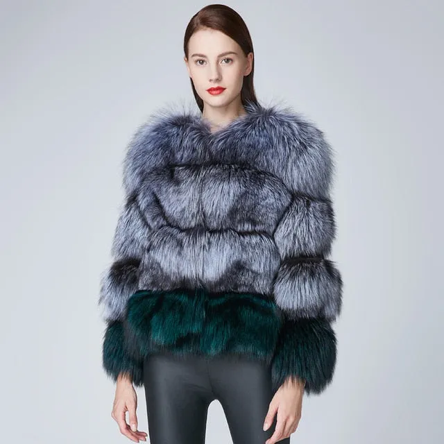 Real Fox Fur Thick Coat