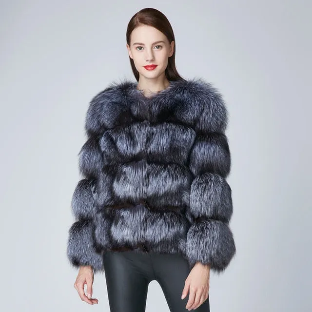 Real Fox Fur Thick Coat