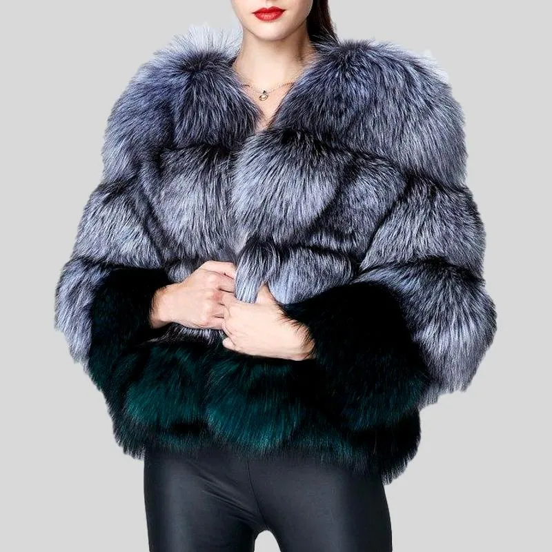 Real Fox Fur Thick Coat