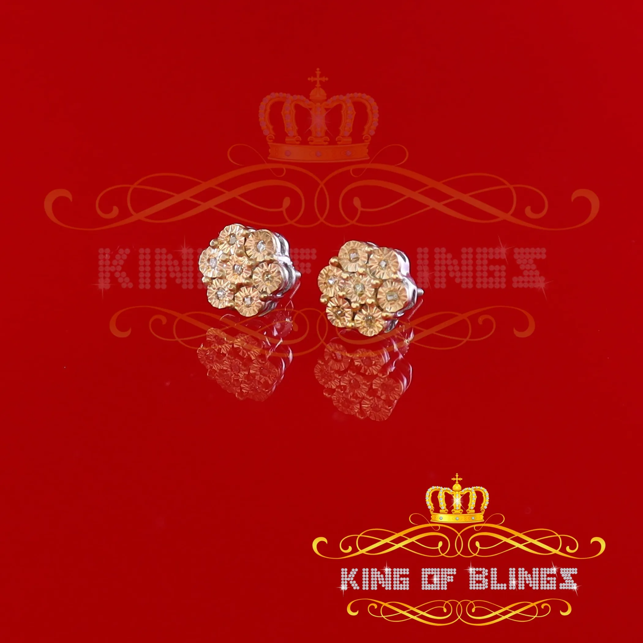 Real Yellow Diamond 0.10CT 925 Silver Hip Hop stud for Men/Women Stud Earrings