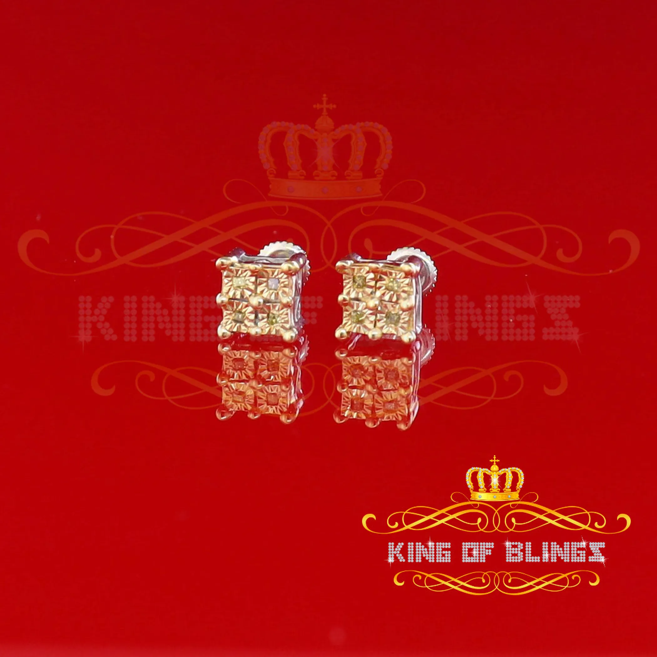 Real Yellow Diamond 0.10CT 925 Silver Hip Hop stud for Men/Women Stud Earrings