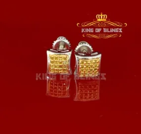 Real Yellow Diamond 0.10CT 925 Silver Hip Hop stud for Men/Women Stud Earrings
