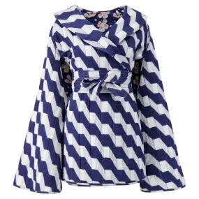 Reversible Hilma Cape in Zigzag and Snowdrop Print