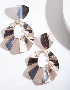 Rose Gold Polished Fan Drop Earring
