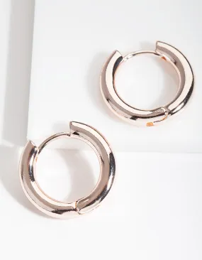 Rose Gold Simple Polished Hoop Earrings