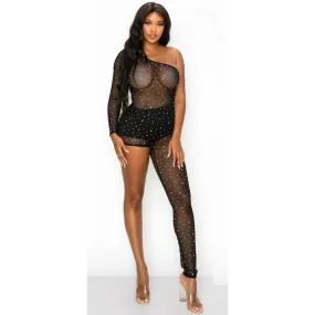 Roxi Sheer Bling Jumpsuit (Black)