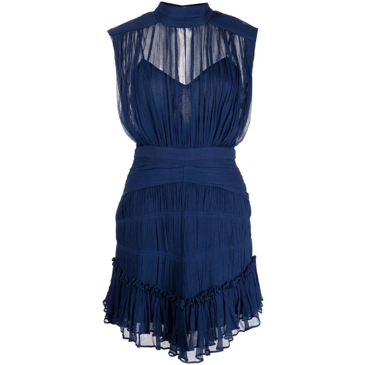 Ruffle Layered Turtleneck Sleeveless Dress
