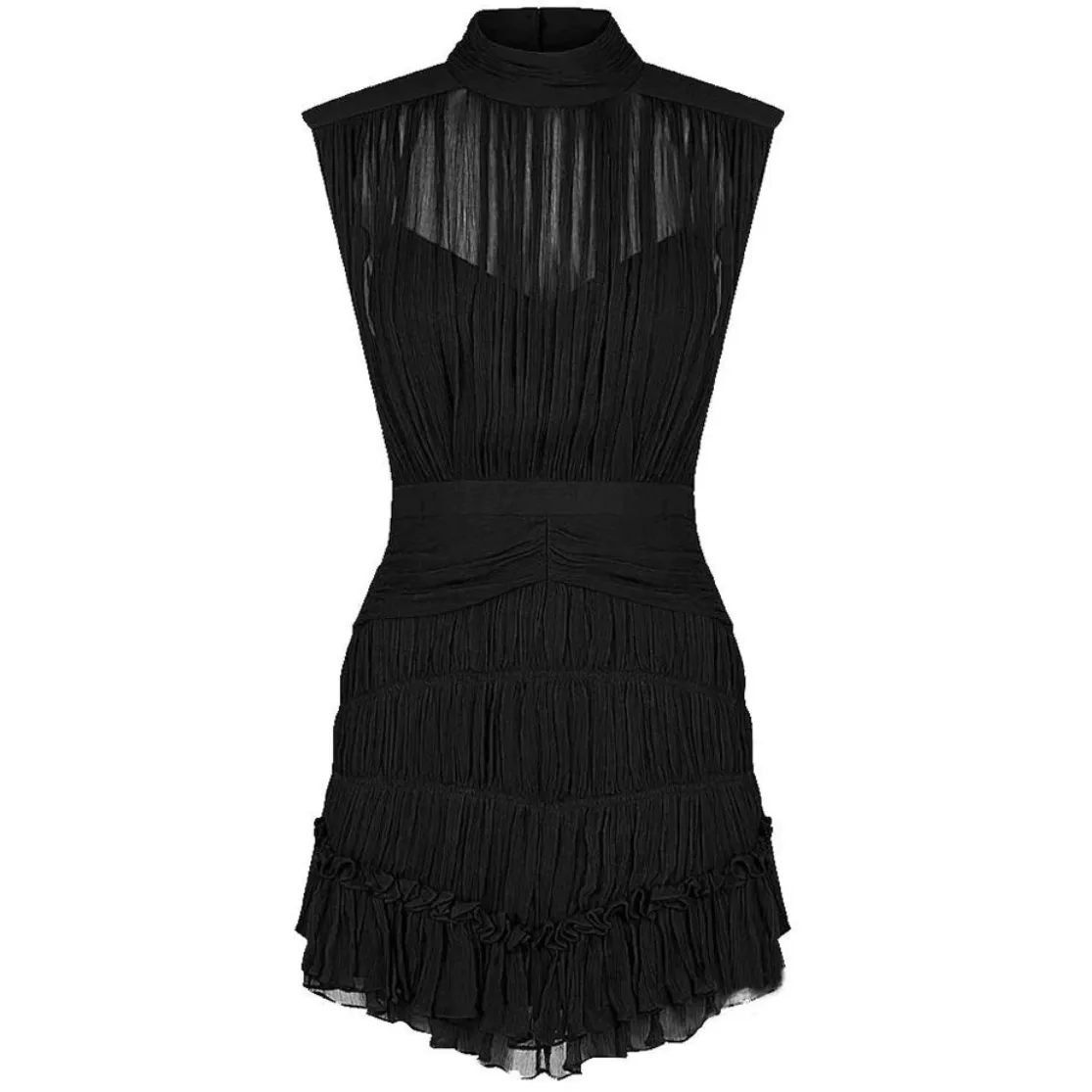 Ruffle Layered Turtleneck Sleeveless Dress