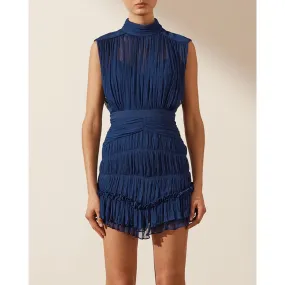 Ruffle Layered Turtleneck Sleeveless Dress