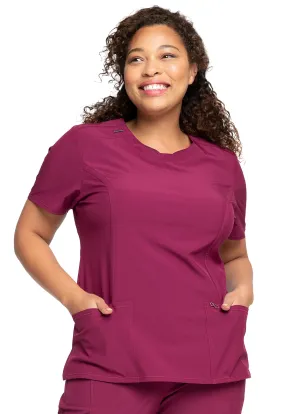 Scrub Top - Cherokee Infinity Women's Round Neck Top - Wine, 2624A