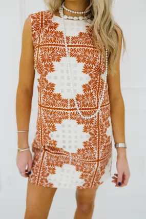 Serenity Dress - Cream/Rust