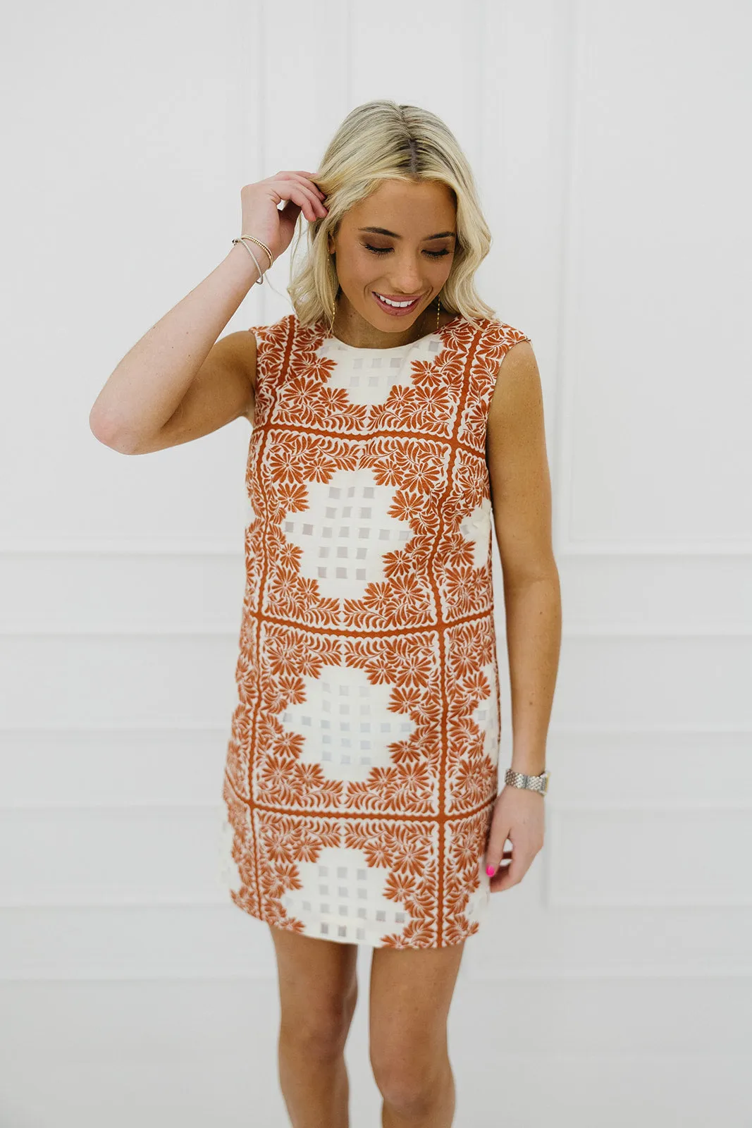 Serenity Dress - Cream/Rust