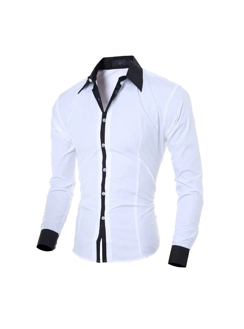 Shirts for Men Fashion Casual Stitching Slim Fit Designer