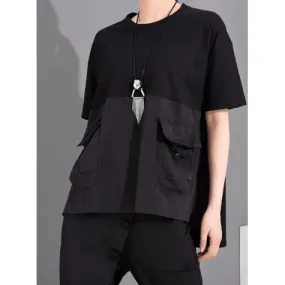 Short sleeve knit woven tee