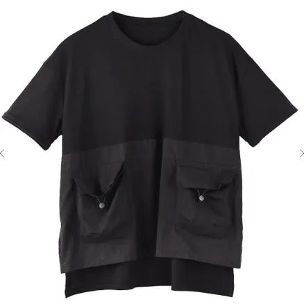 Short sleeve knit woven tee