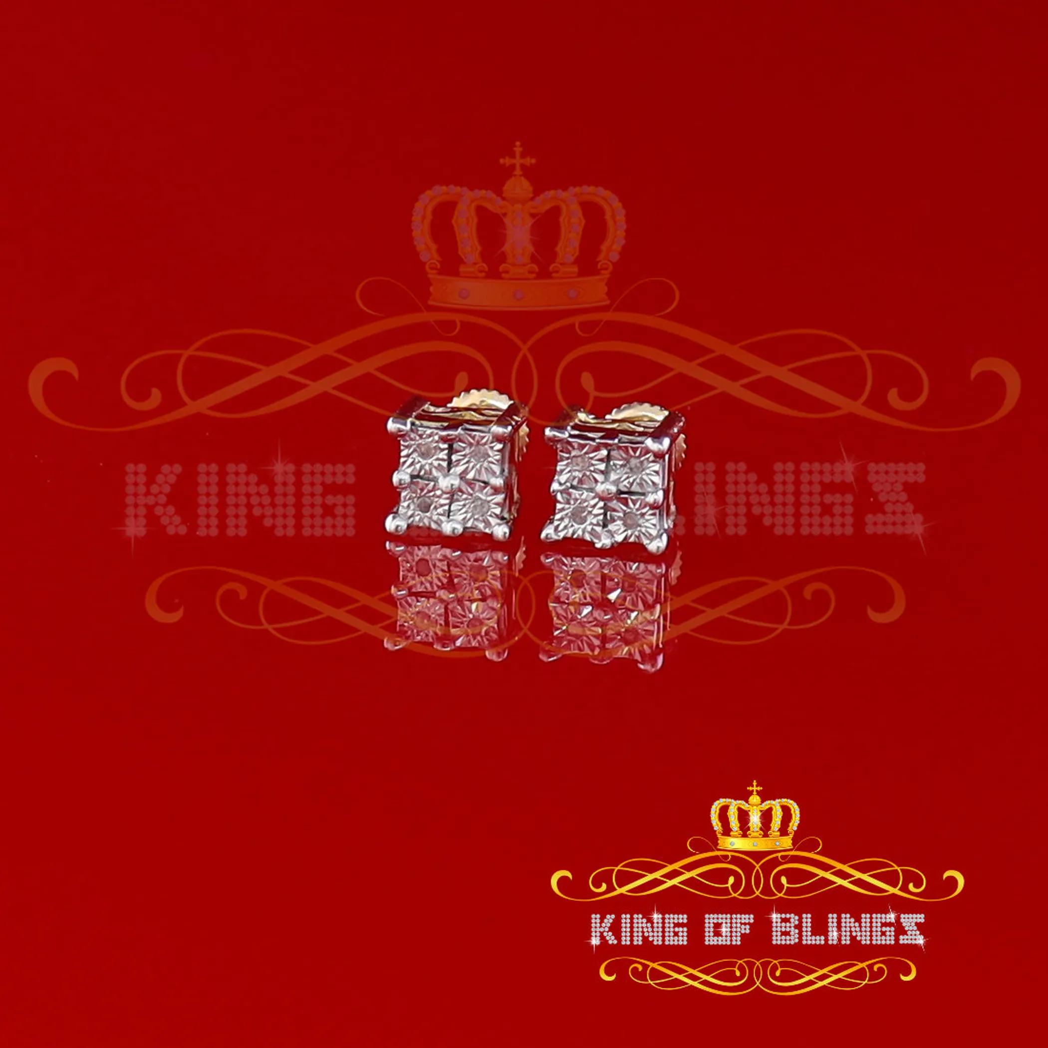 Silver Iced out 0.03ct Hip Hop Men/ Women Diamond stud Earrings Sterling Silver