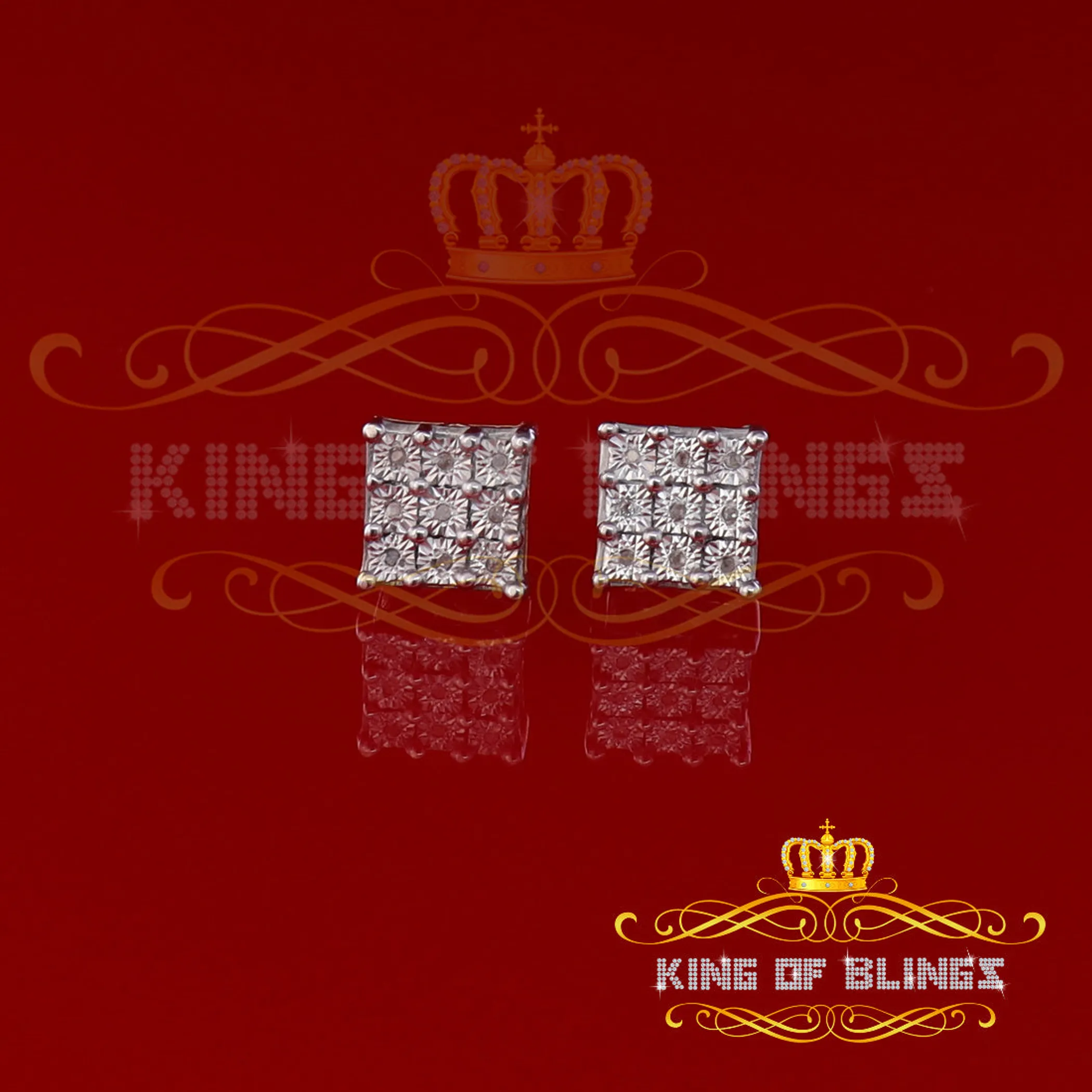 Silver Iced out 0.03ct Hip Hop Men/ Women Diamond stud Earrings Sterling Silver