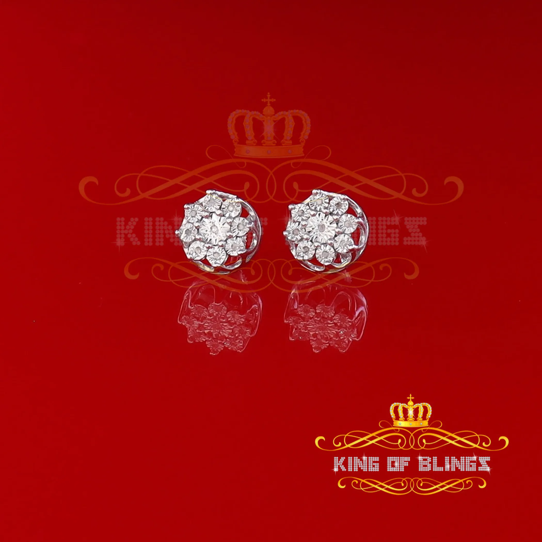Silver Iced out 0.03ct Hip Hop Men/ Women Diamond stud Earrings Sterling Silver