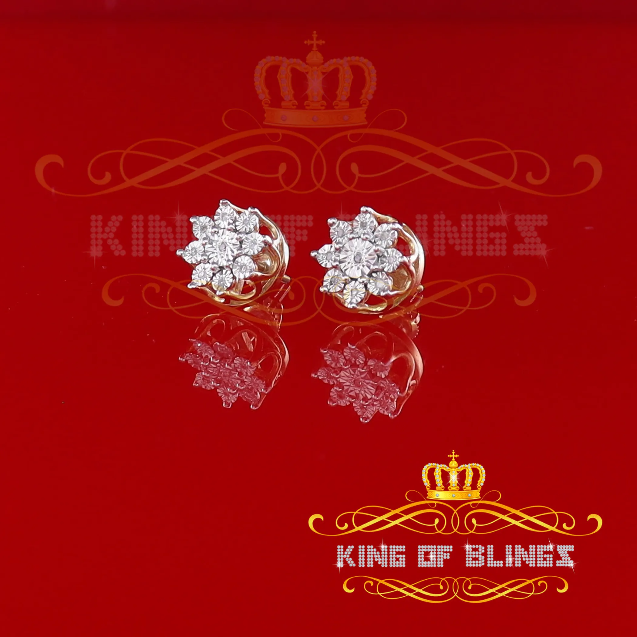 Silver Iced out 0.03ct Hip Hop Men/ Women Diamond stud Earrings Sterling Silver