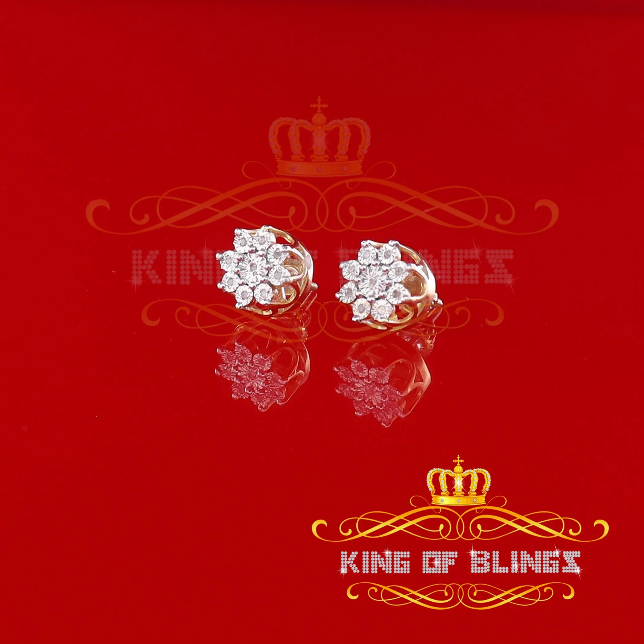 Silver Iced out 0.03ct Hip Hop Men/ Women Diamond stud Earrings Sterling Silver