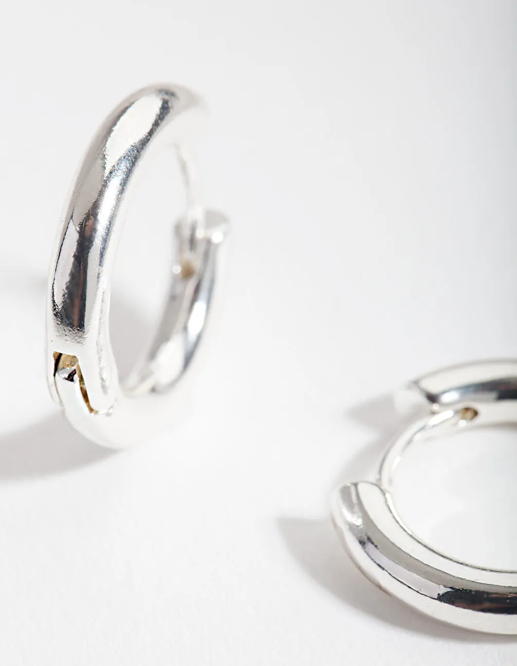 Silver Simple Polished Hoop Earrings