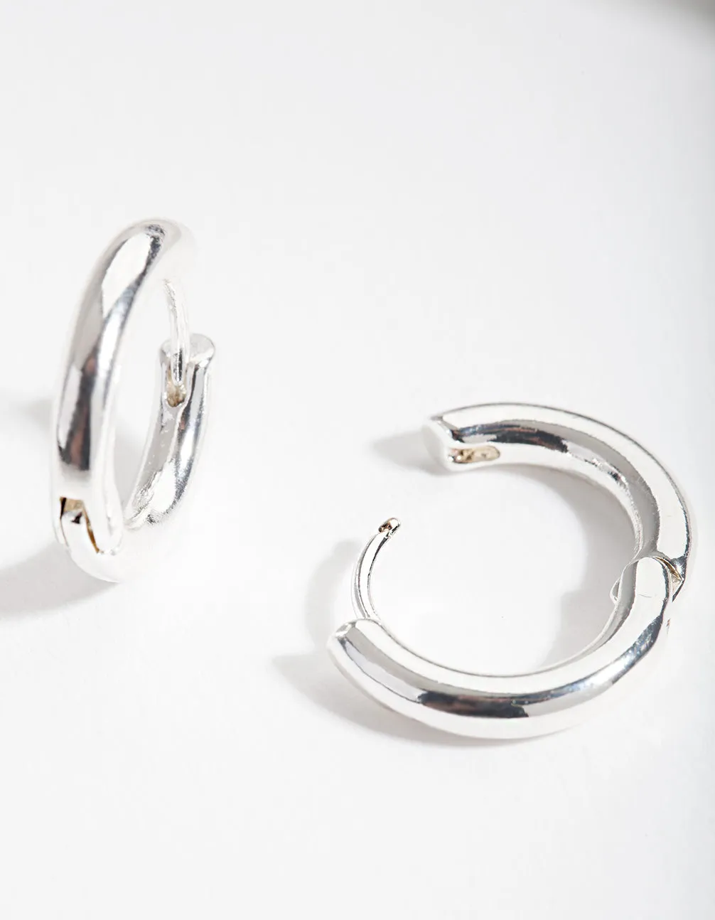 Silver Simple Polished Hoop Earrings