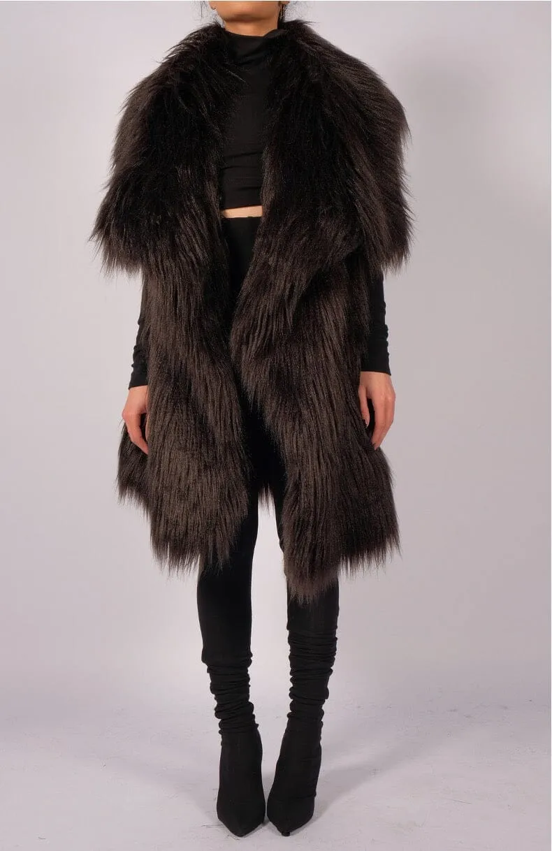 Sleeveless Faux Fur Coat