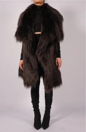 Sleeveless Faux Fur Coat