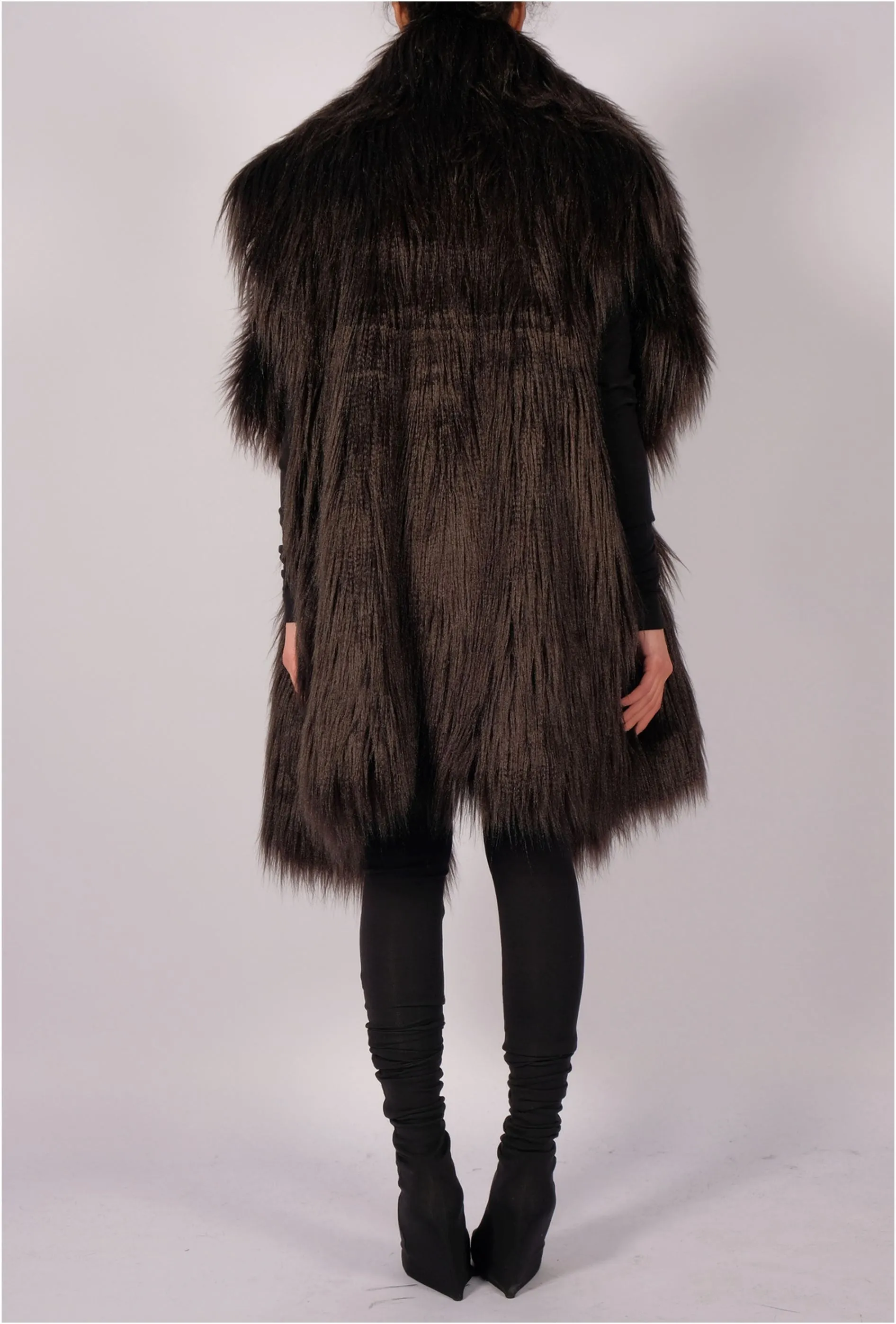 Sleeveless Faux Fur Coat