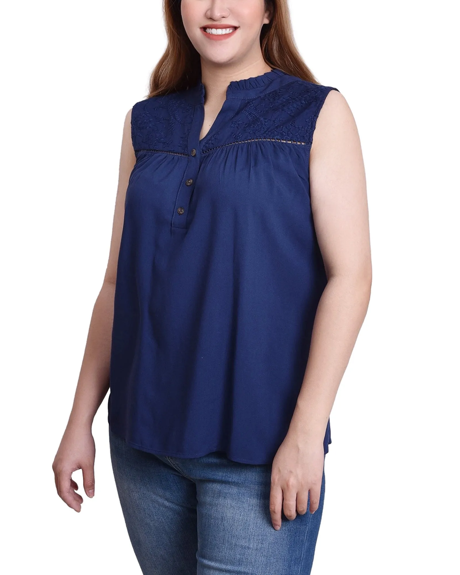 Sleeveless Yoked Blouse