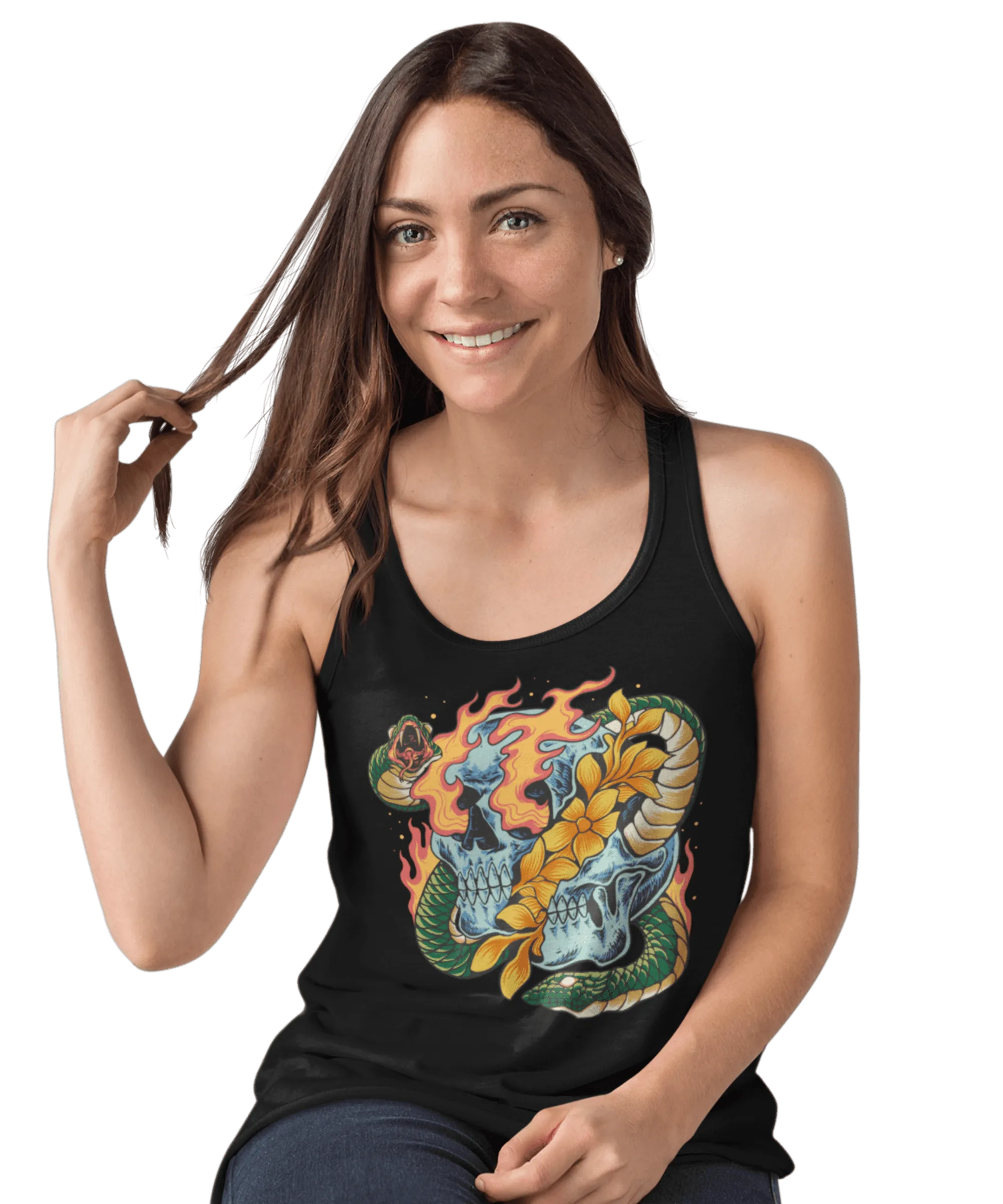 Snake and Skull Tattoo Design Adult Womens Vest Top