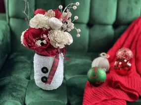 Snowman Pint Jar - Holiday Sola Flower Arrangement