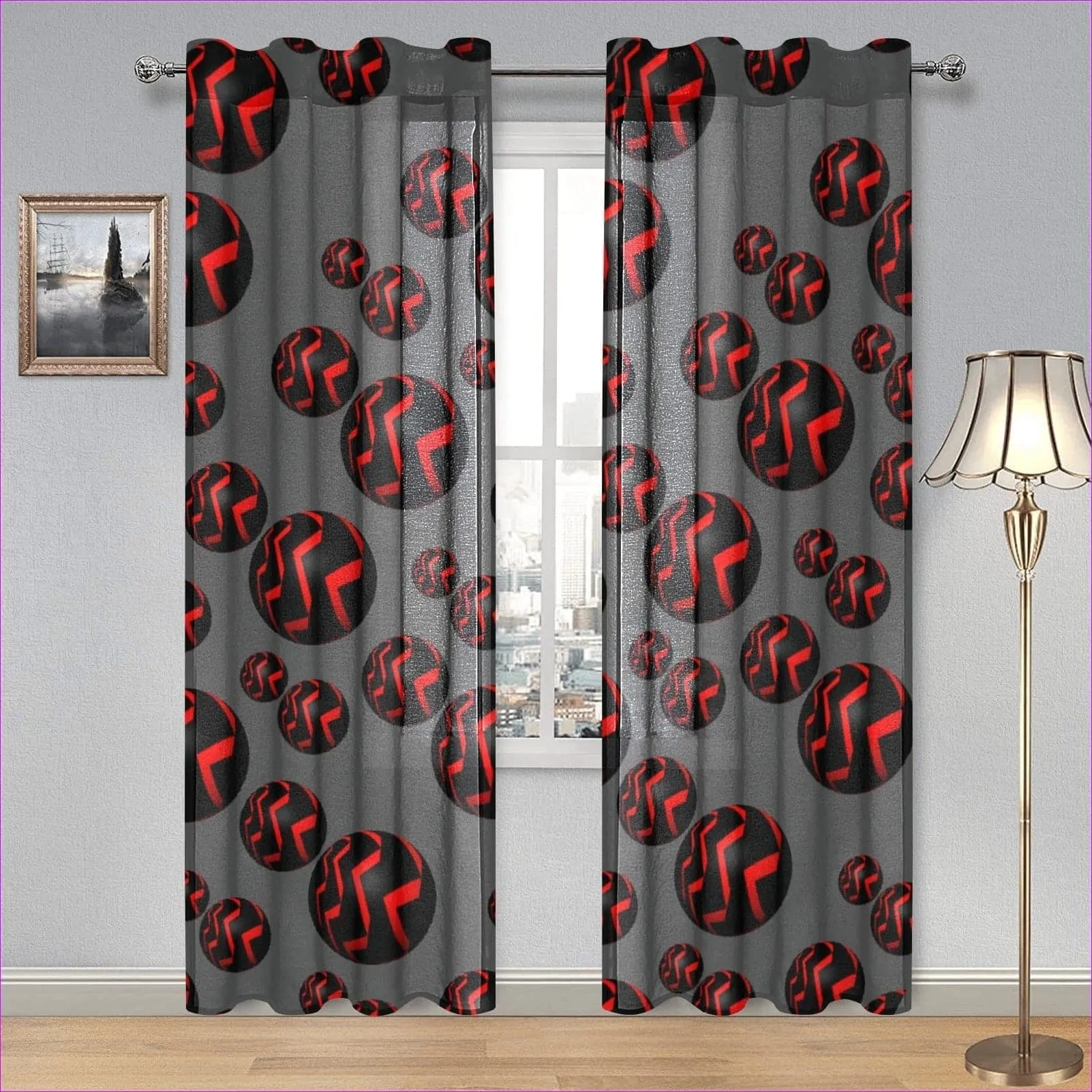 Sphere Gauze Curtain 28"x84" (Two Pieces)