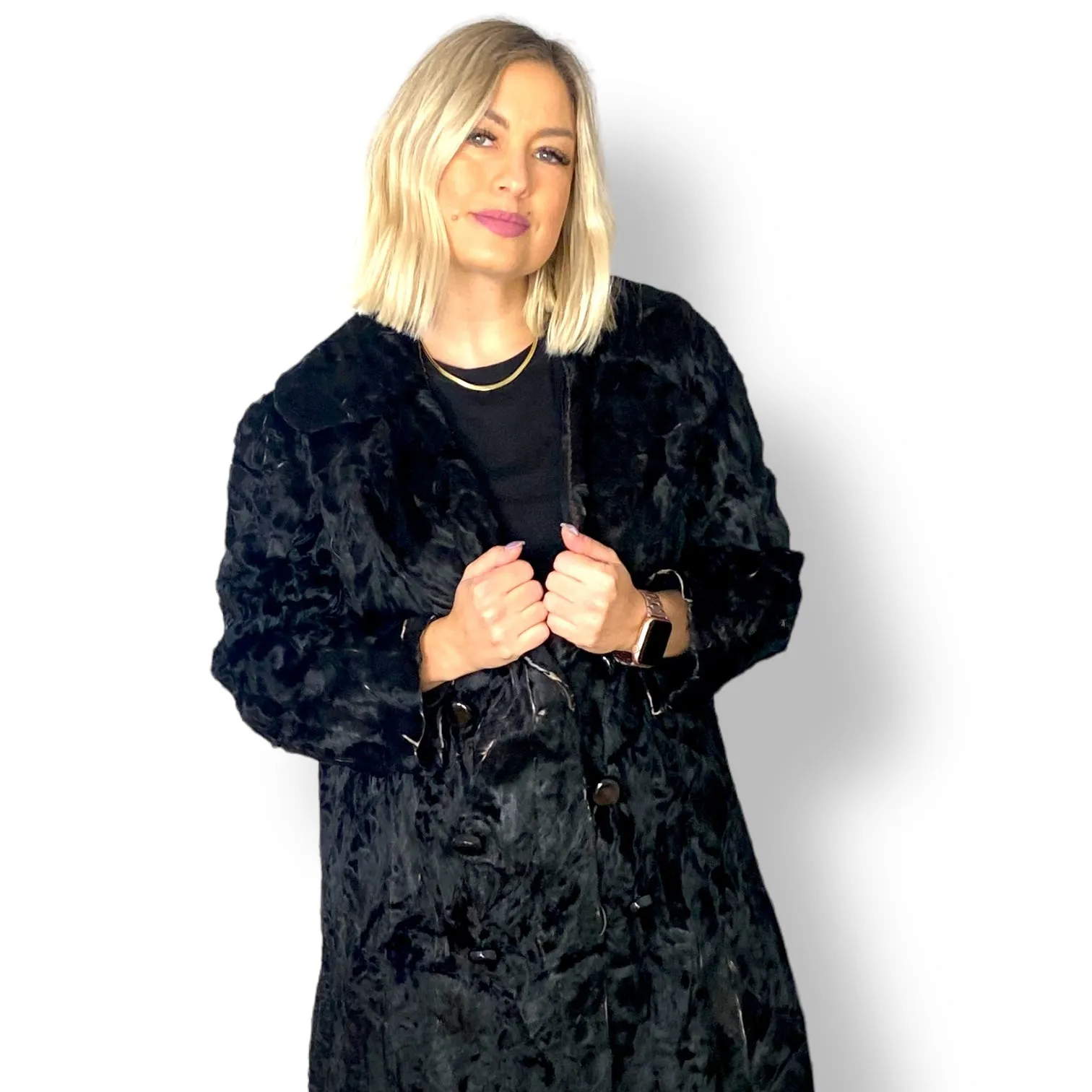 Stunning Long Vintage Swakara Fur Coat