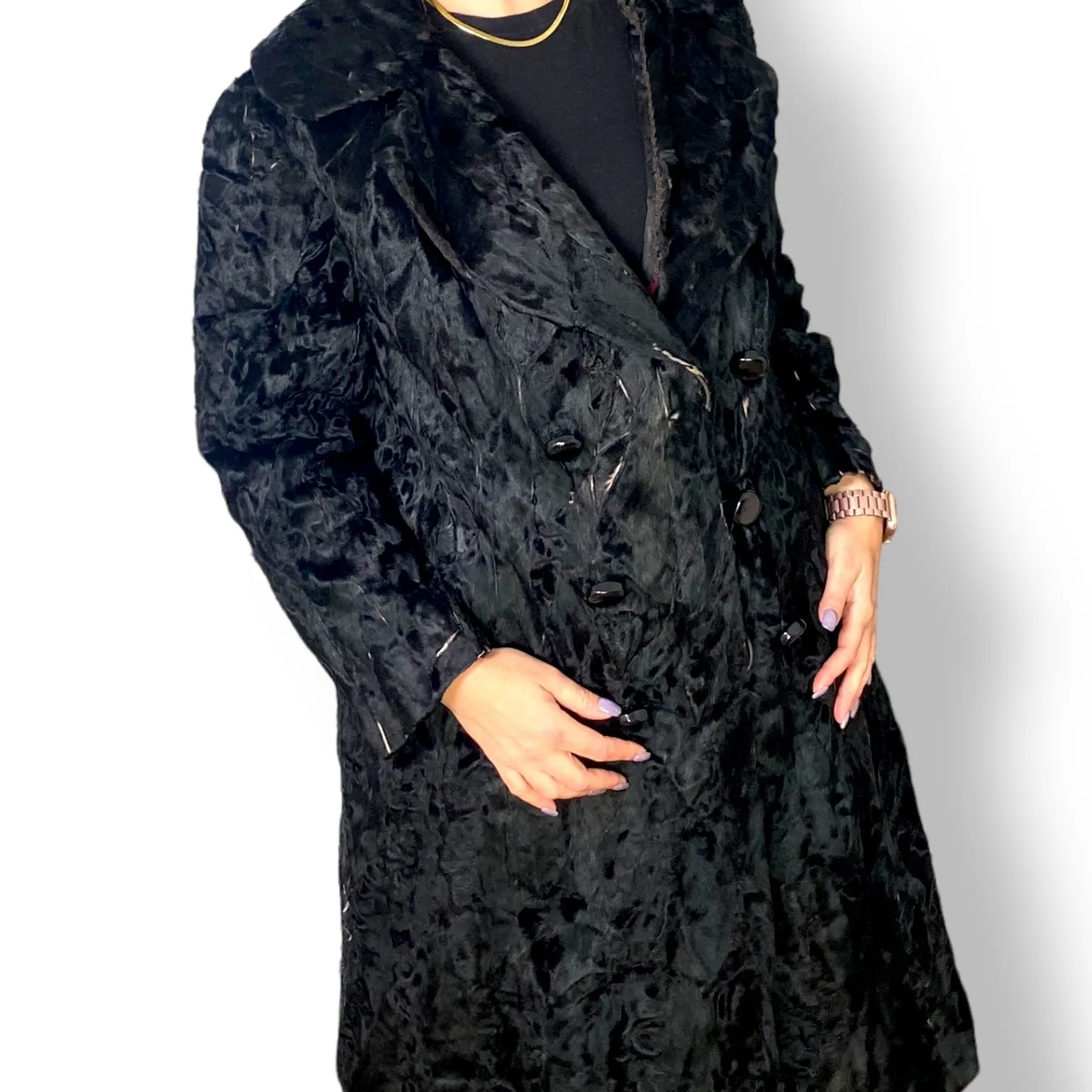 Stunning Long Vintage Swakara Fur Coat
