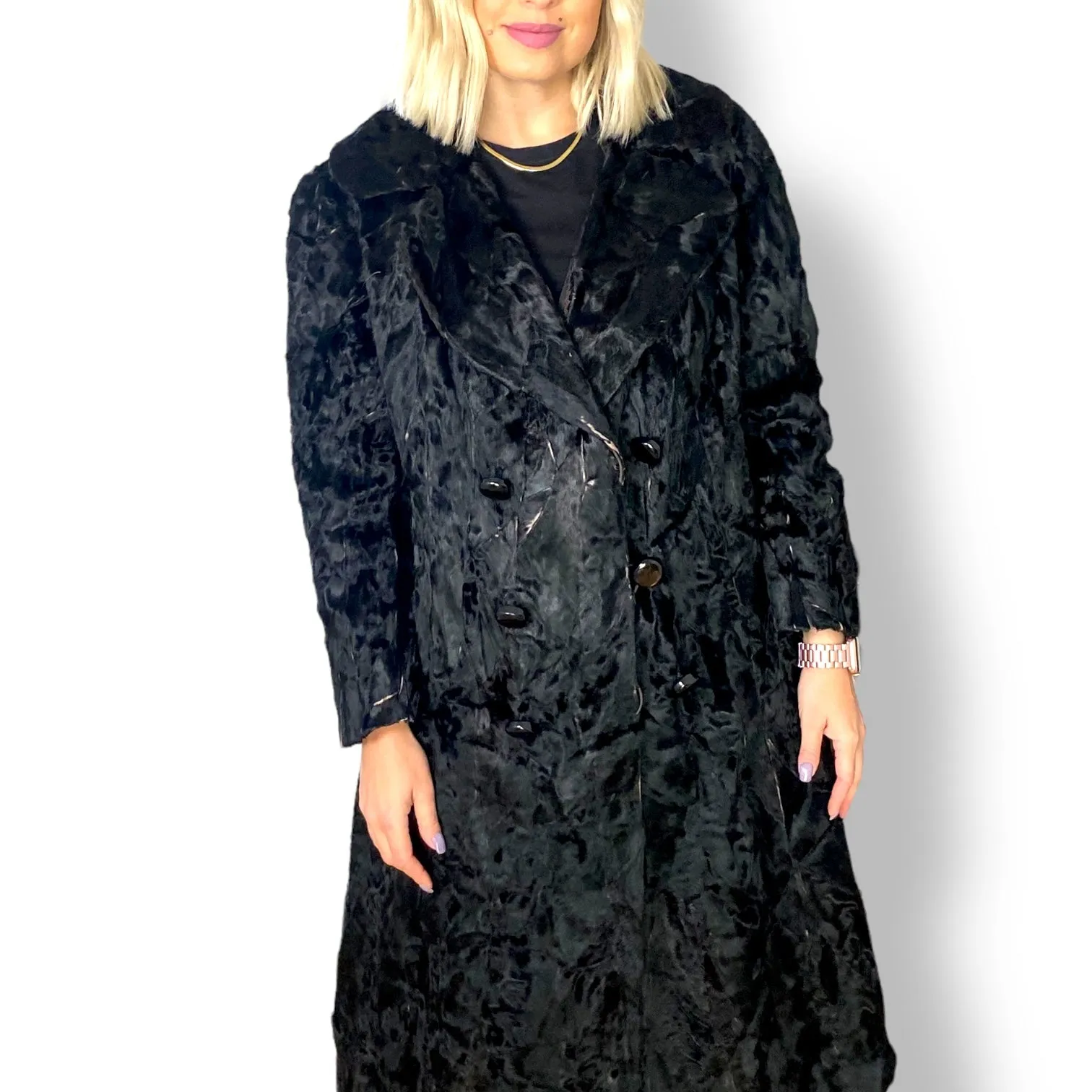 Stunning Long Vintage Swakara Fur Coat