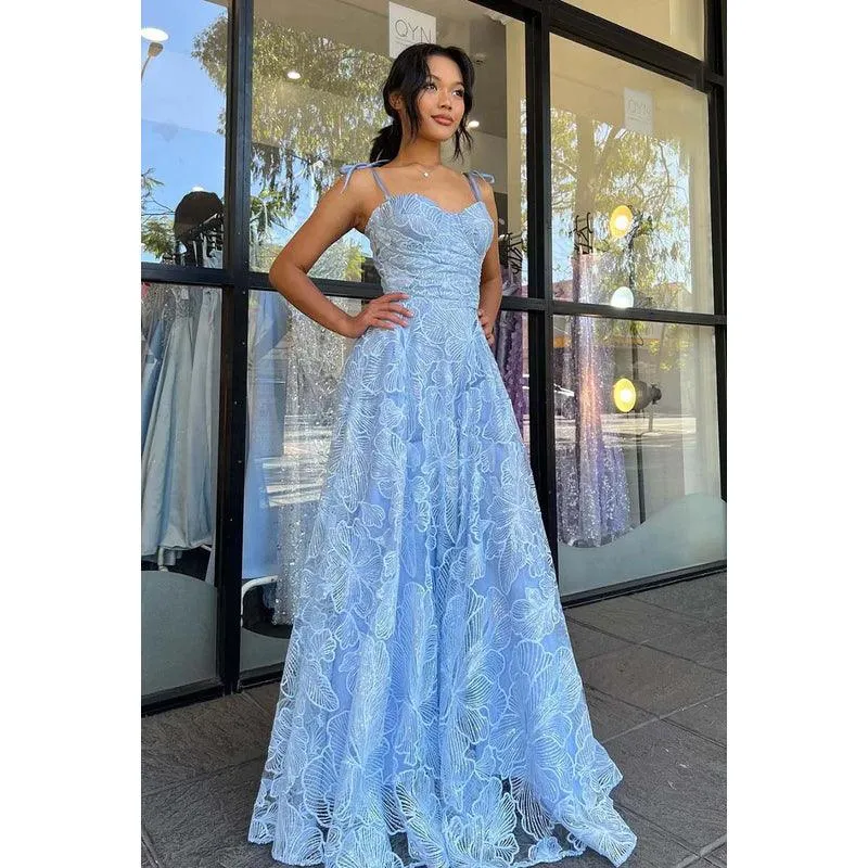 Sweetheart Spaghetti Straps Lace A-Line Long Prom Gown