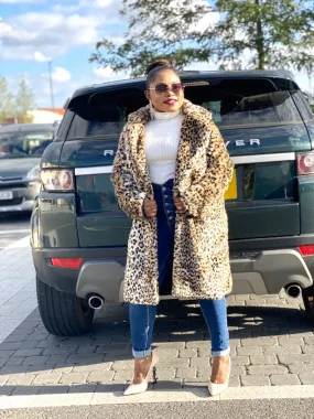 Teddy Fur Coat In Leopard Print