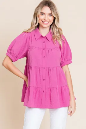 The Gina Tiered Top in Magenta