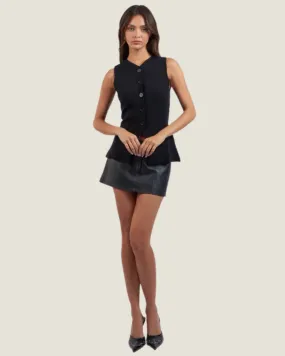 The Newport: Black Button Up Knit Vest Top