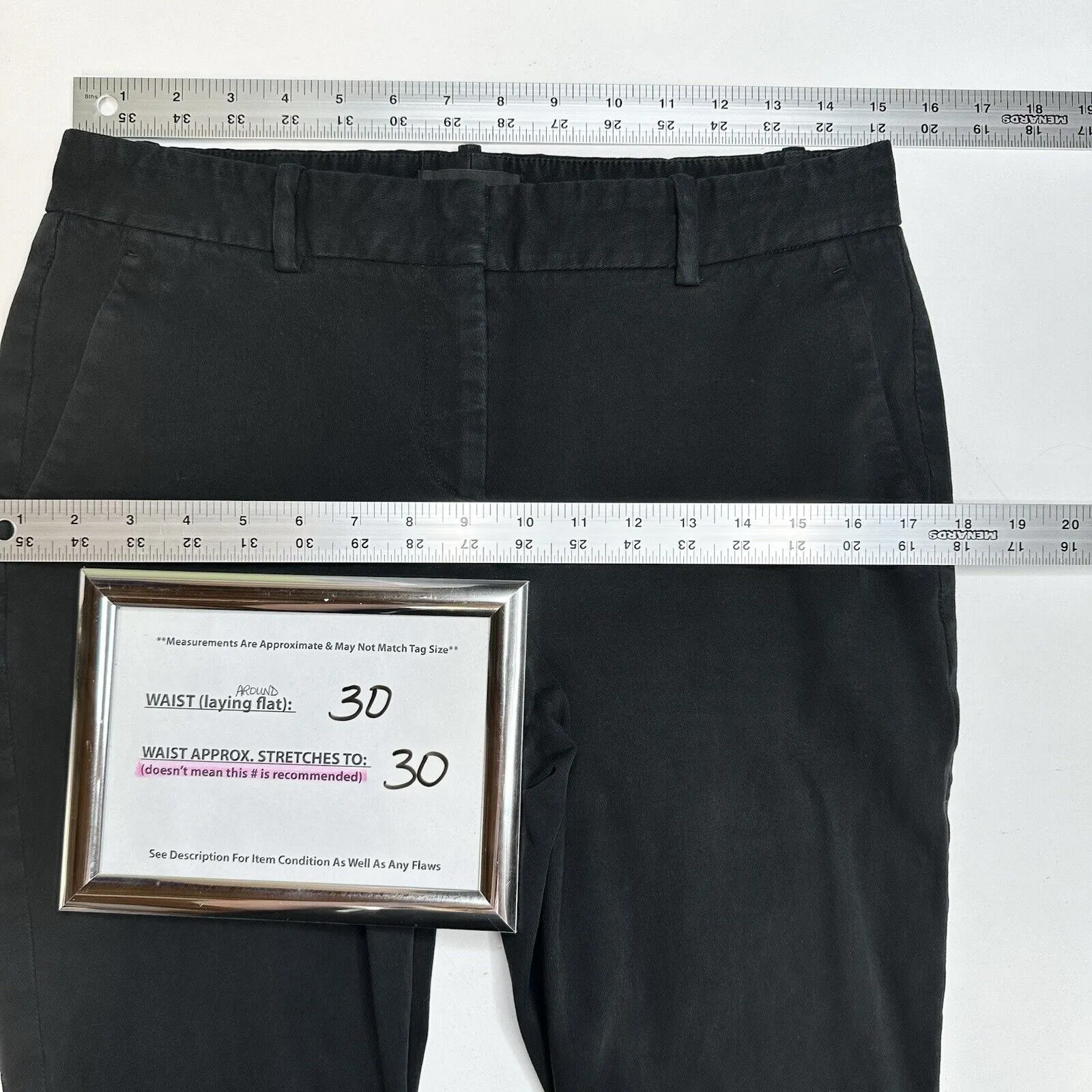 Theory Pants Womens 6 Slim Ankle Trouser Black Twill Chino Minimalist Career