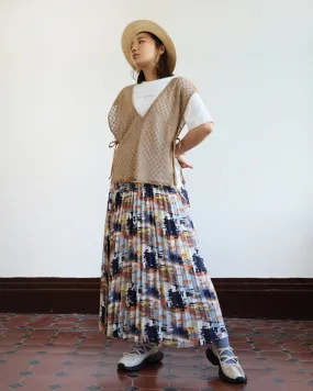 Tie Waist Knitted Vest   Tee (Set)