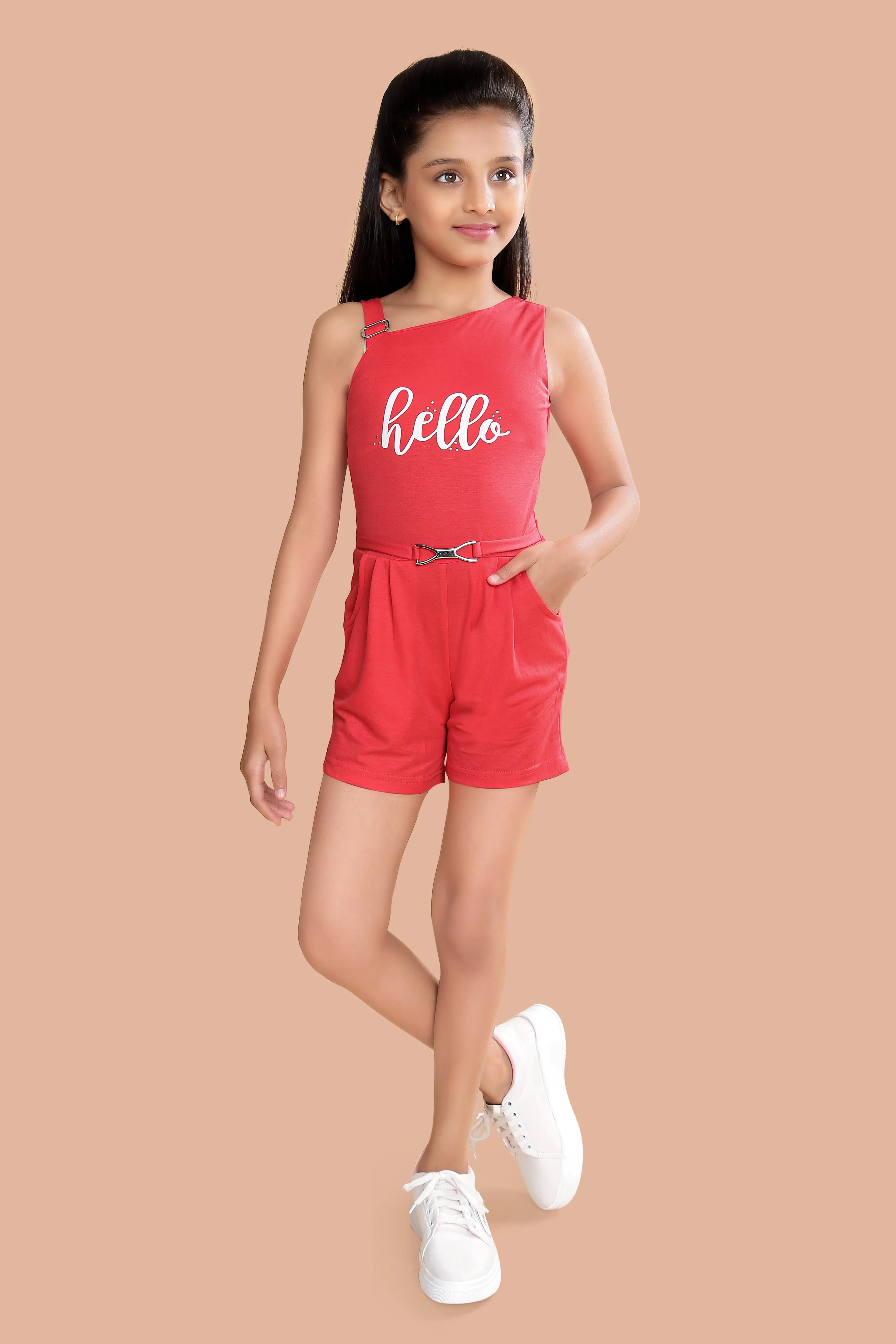 Tiny Girl Slim Fit One Shoulder Sleeveless Jumpsuit