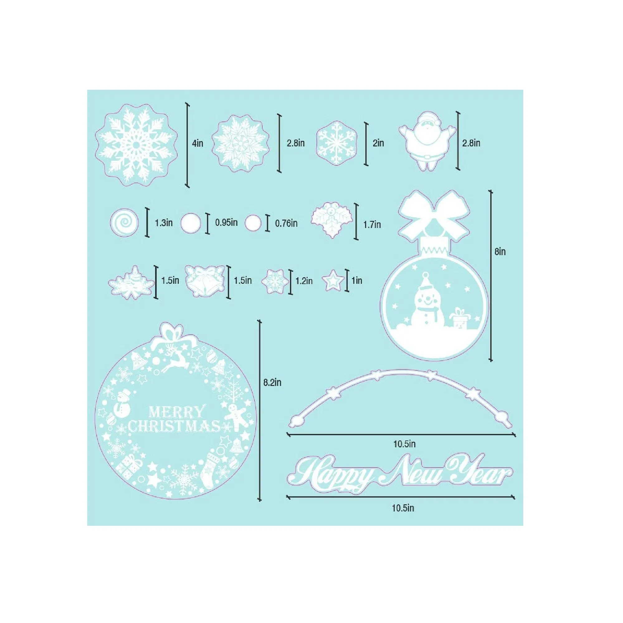 TMCCE 235 Piece Christmas Window Snowflake Cling Decals Stickers Decorations for Holiday Celebration Merry Christmas