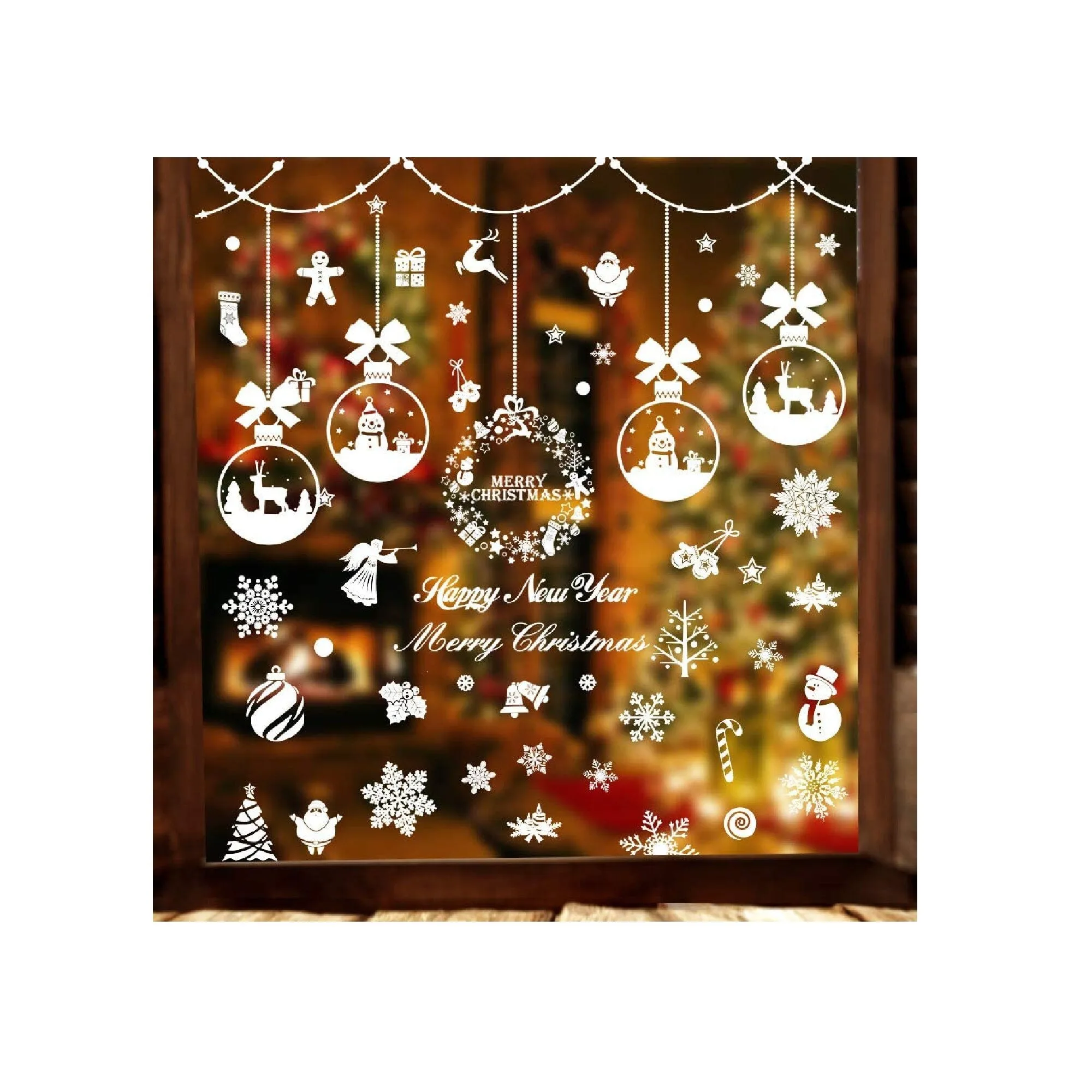 TMCCE 235 Piece Christmas Window Snowflake Cling Decals Stickers Decorations for Holiday Celebration Merry Christmas