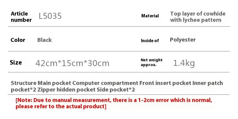 Top Layer Backpackage Genuine Leather Large Capacity