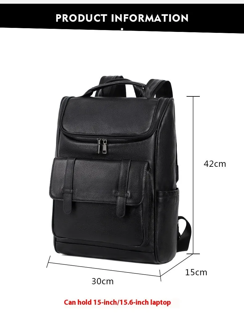 Top Layer Backpackage Genuine Leather Large Capacity