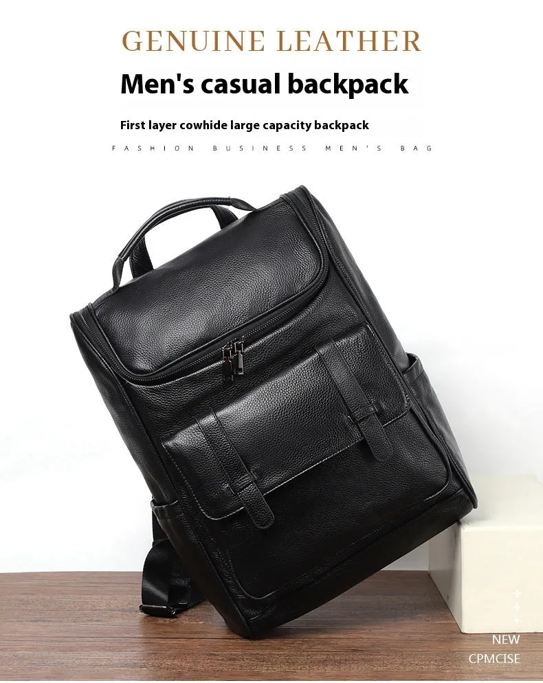 Top Layer Backpackage Genuine Leather Large Capacity