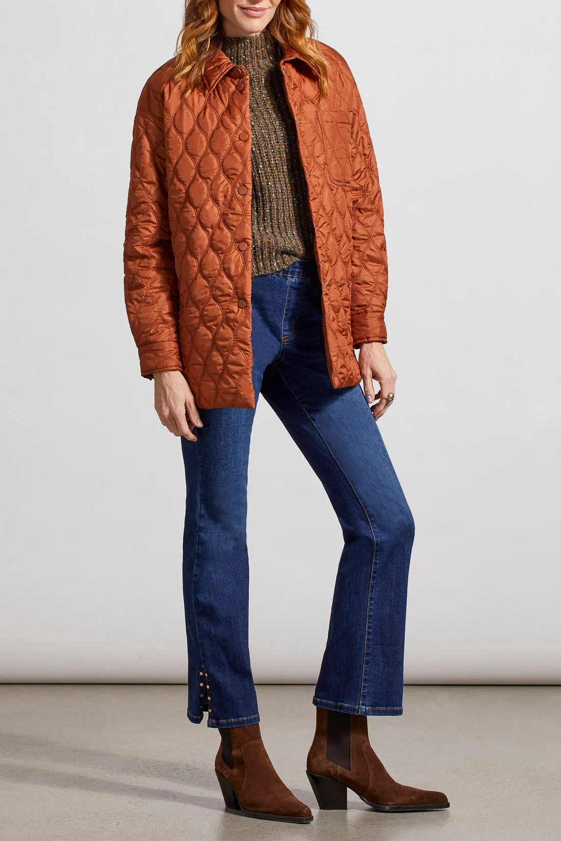 TRIBAL WOMEN'S SNAP-UP QUILTED SHACKET-MOCHA